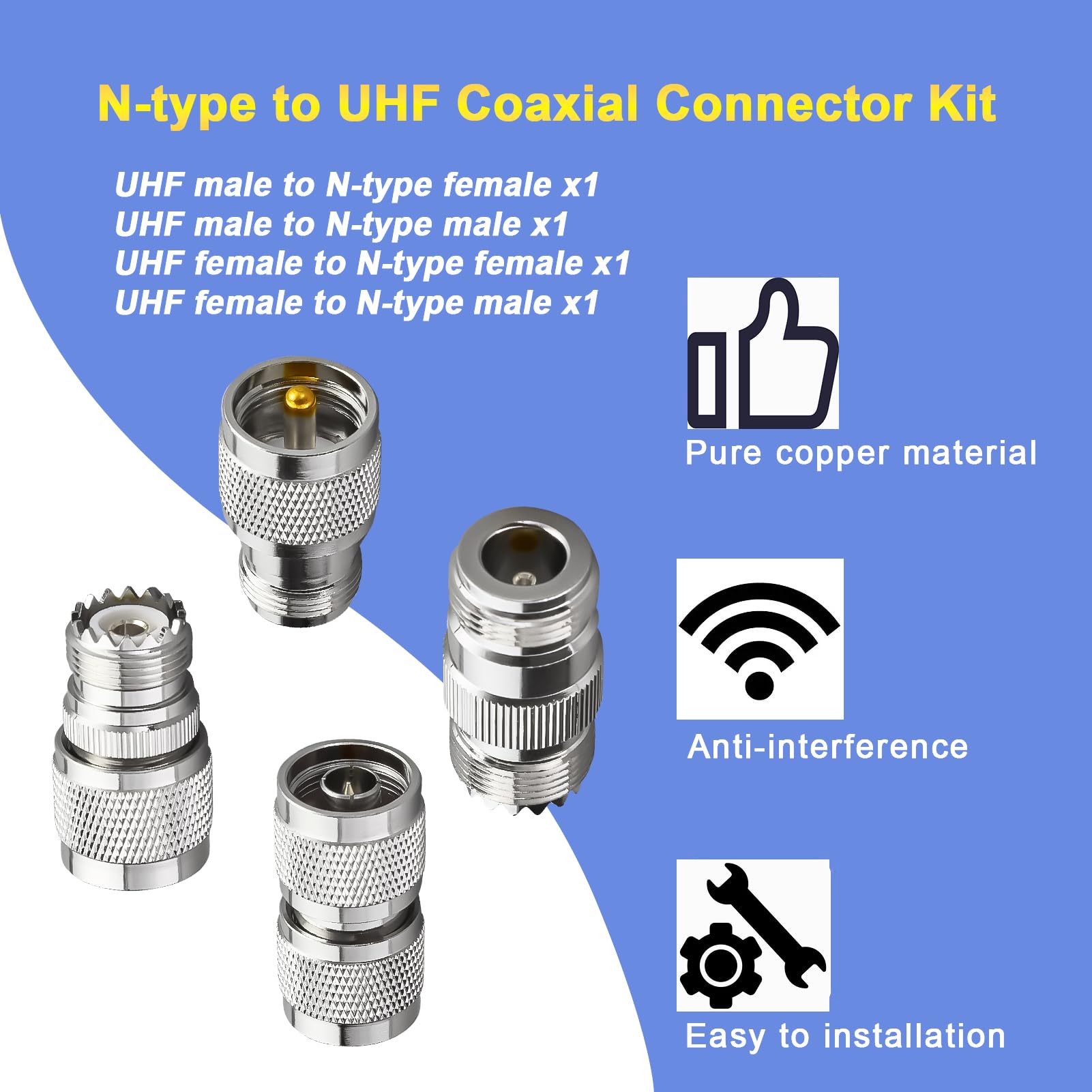 Adattatore Connettore 2pcs UHF PL259 Maschio A UHF SO239 Femmina Jack Convertitore Coassiale RF Push-on Scorrevole - Foto 5