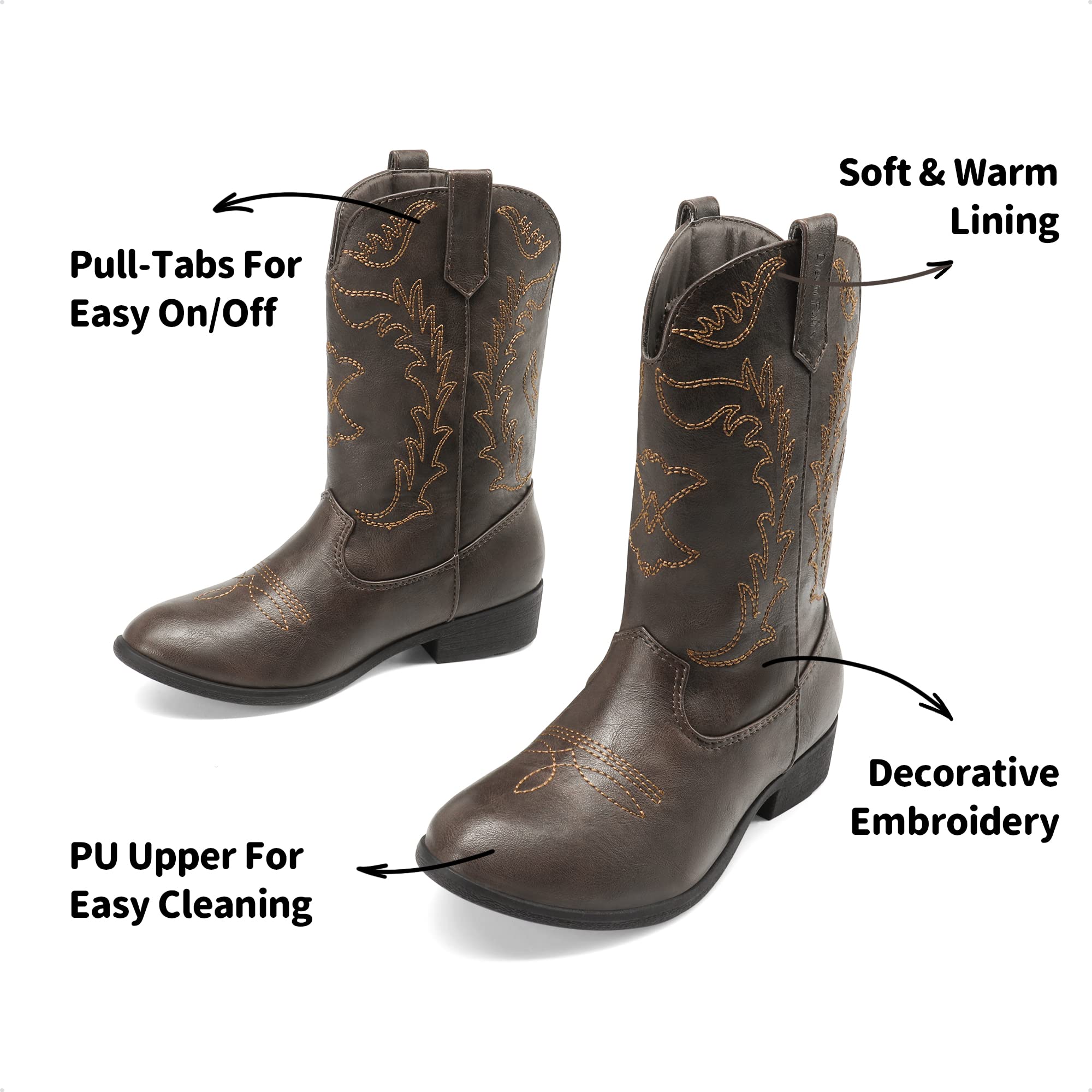 DREAM PAIRS Cowgirl Cowboy-Westernstiefel für Mädchen, wadenhoch, Reitschuhe, kleines Kind/großes Kind