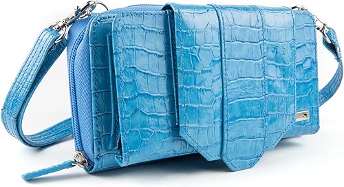 Mini bolso cruzado de cuero para mujer con bloqueo RFID Pebbled