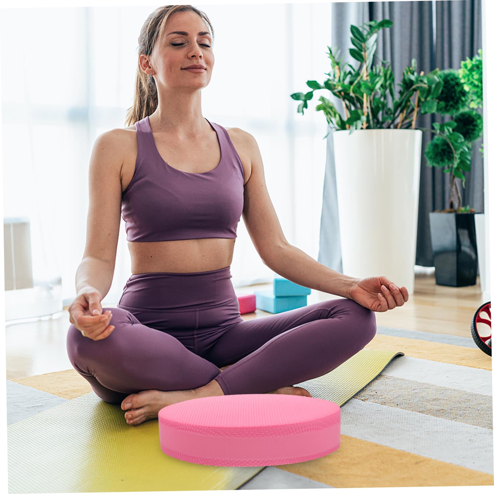 Yardwe Yoga Balance Pad Gymnastik Übungs-kniekissen Yoga-Pads Breite Yogamatte Yoga-massagematte Fitnessstudio Zu Hause Yoga-Kissen Yoga-matten Dicke Trainingsmatte TPE Rosa