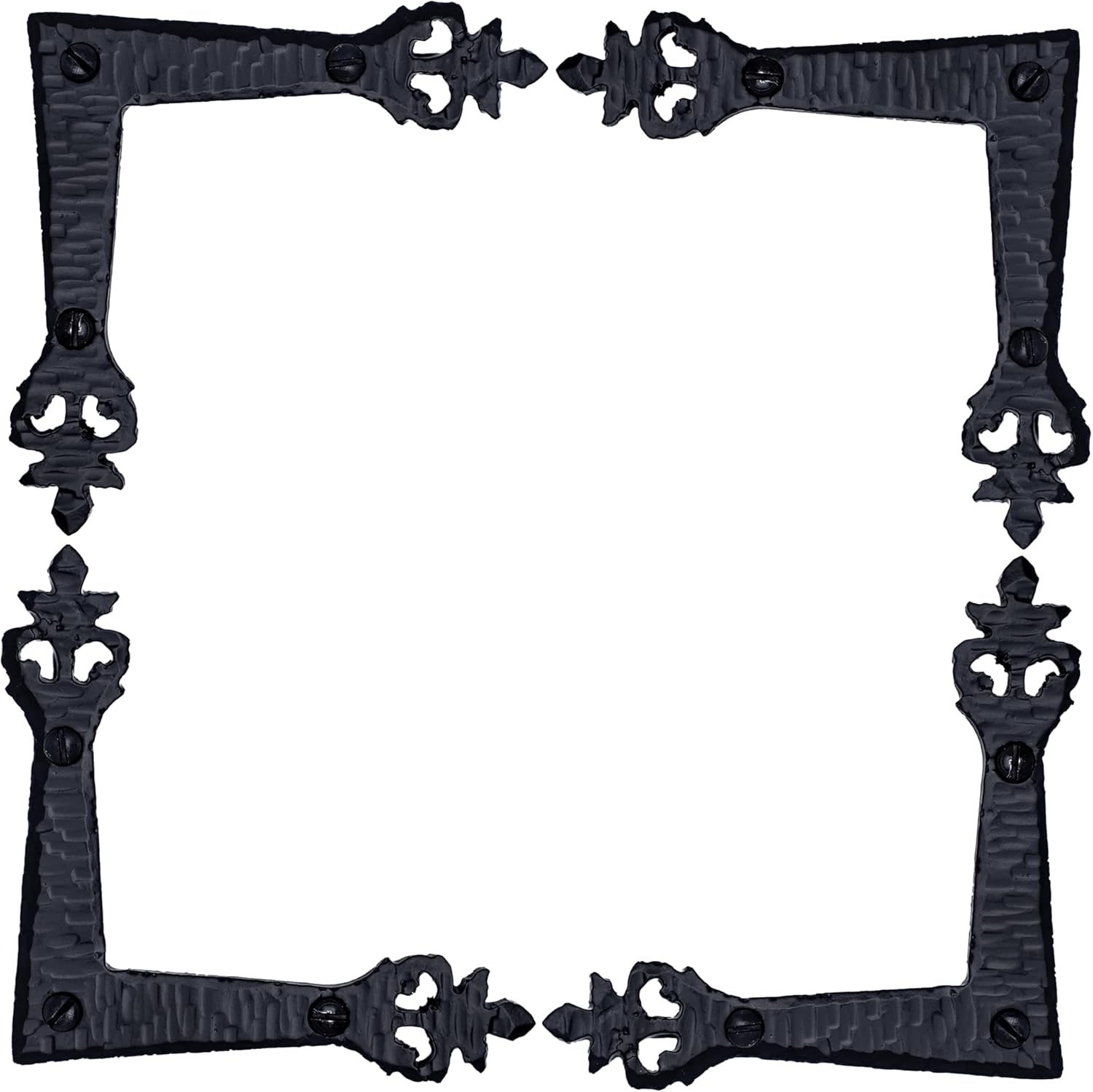 4 Pack 3.75 inch Decorative Corner Brackets Black L Bracket Decorative Corner Brackets Flat Angle Bracket Barn Door Hardware Ornamental Brackets The Tuscan Series by Borderland Rustic Hardware