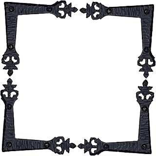 4 Pack 3.75 inch Decorative Corner Brackets Black L Bracket Decorative Corner Brackets Flat Angle Bracket Barn Door Hardware Ornamental Brackets The Tuscan Series by Borderland Rustic Hardware
