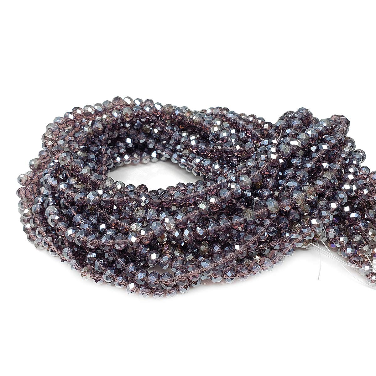 4mm Violet Rondelle Glass Beads for Jewelry Making 1200pcs Faceted Briolette Shape Crytal Spacer Beads Assortments Supplies Accessories for Bracelet Necklace for Wholesale
