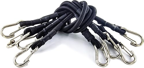 Cuerdas elásticas con ganchos, cuerda elástica ligera (24 pulgadas x 4 unidades, negro)