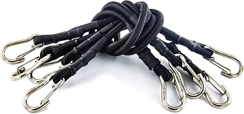 Bungee Cords Elastic Straps with Hooks Lightweight Duty Bungee Cord 24 inch x 4 Pack, Black