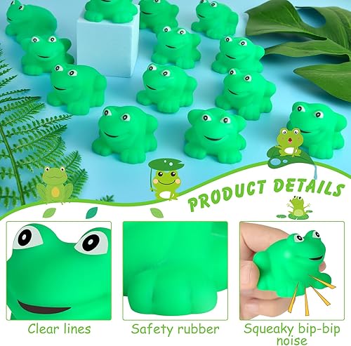 Miniatura 3 de 30 ranas de goma para baño, chirrido y flotador, ranas de goma verdes, ranas de goma verdes, ranas de ducha, ranas de baño, juguetes para niños y