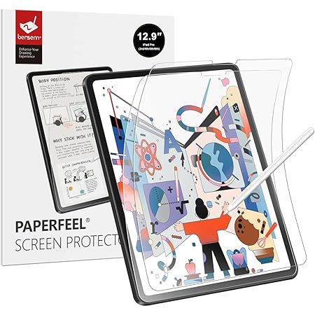 BERSEM [2 PACK] Paperfeel Screen Protector Compatible with iPad Pro 12.9 Inch (2022 & 2021 & 2020 & 2018), iPad Pro 12.9 6th / 5th / 4th / 3rd Generation Matte PET Film for Drawing Anti-Glare,Face ID Compatible, Paperfeel Film