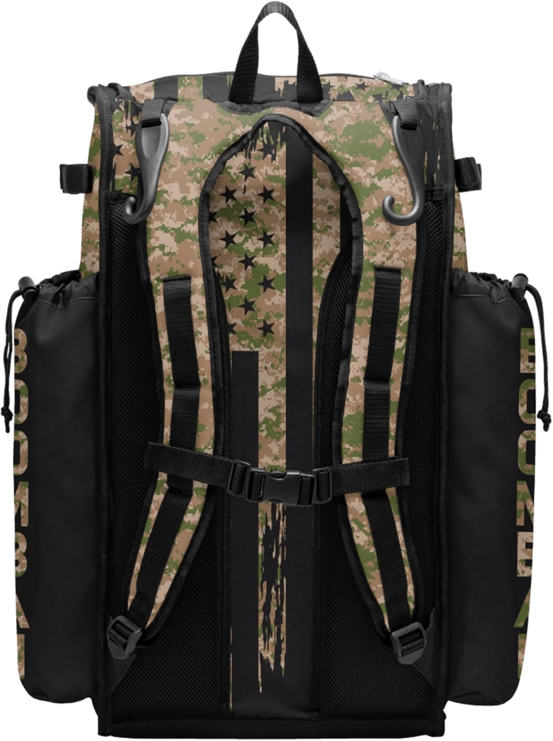 Boombah Superpack Bat Bag - Backpack Version (no wheels) - Holds 4 Bats - USA Tribute Olive Drab/Teak Brown/Black