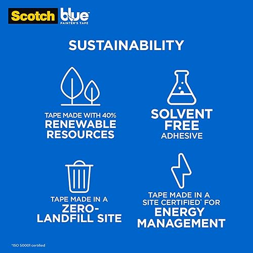 Miniatura 3 de Scotch Painter's Tape 2093-48TC3 2093 Sharp Lines - Cinta para pintores multisuperficie, 3 rollos, azul, 3 rollos