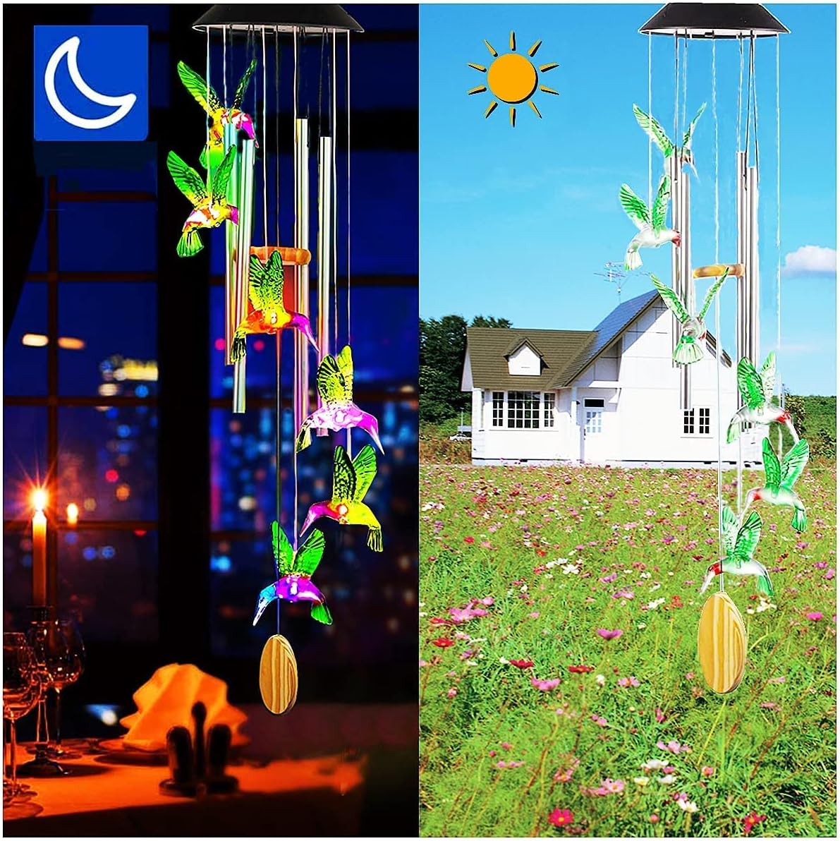 TFZBA Wind Chimes and LED Wind Chimes Set (Wooden Wind