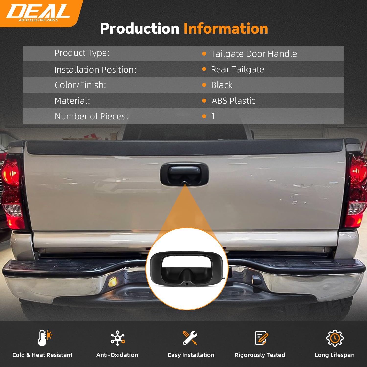 DEAL AUTO ELECTRIC PARTS Rear Truck Bed Built-in Rear View Camera Tailgate Bezel Cover Trim w/Power Cable, Compatible with 99-06 Silverado/Sierra 07 Classic Body 05-09 Hummer H2, Textured Black 60201