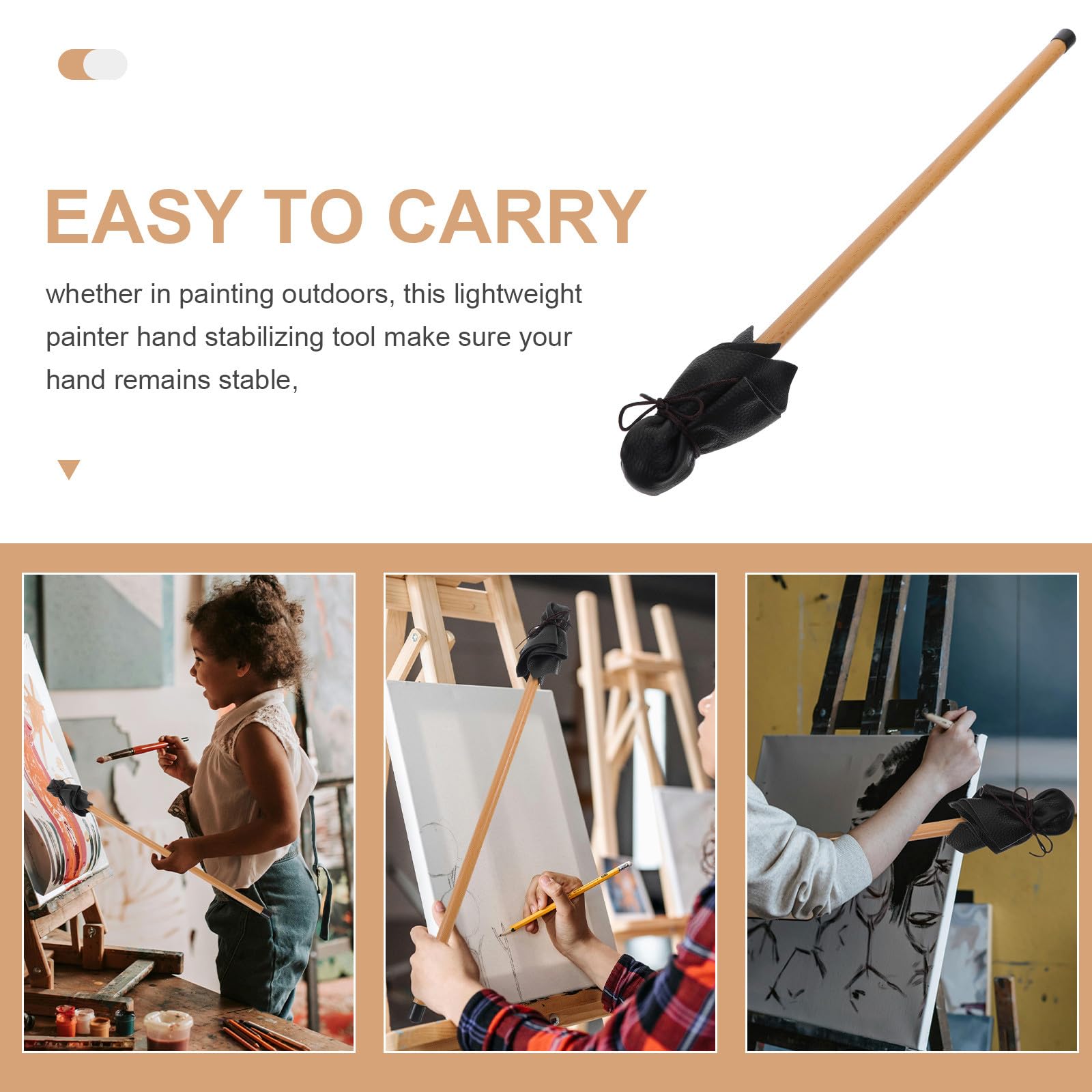 COHEALI Bastone Mahl in Legno da 20,5 Pollici, Accessorio per Stabilizzare La Mano Del Pittore per Pennellate Precise, Bastone Stabilizzatore Leggero per Pittura a Olio E Opere D'arte su Tela