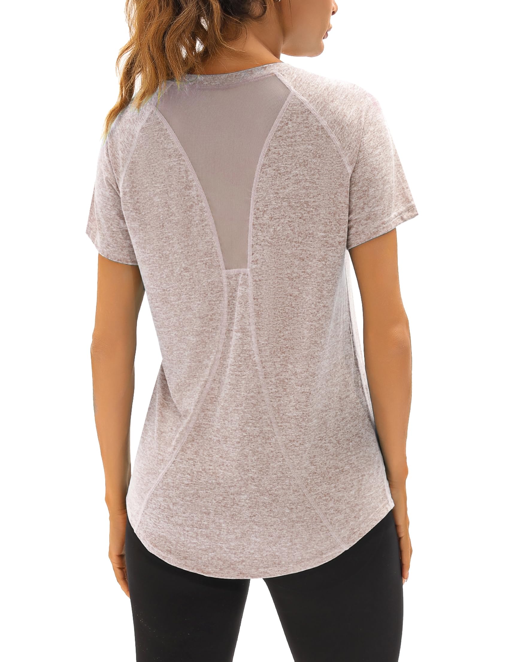 Wayleb Camiseta Deportivo Mujer Camiseta de Manga Corta Camiseta Holgada de Secado Rápido Camisetas de Malla Mujer Yoga Fitness Top Ropa Deportiva Entrenamiento Atlético — view 9