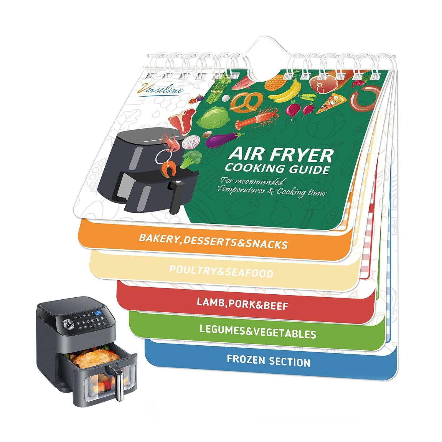 KYONANOAir Fryer Accessories - Air Fryer Cooking Guide Magnet for 140+ Foods - Air Fryer Cookbook - Air Fryer Cheat Sheet Magnets Cooking Guide Booklet - Air Fryer Cooking Times Chart