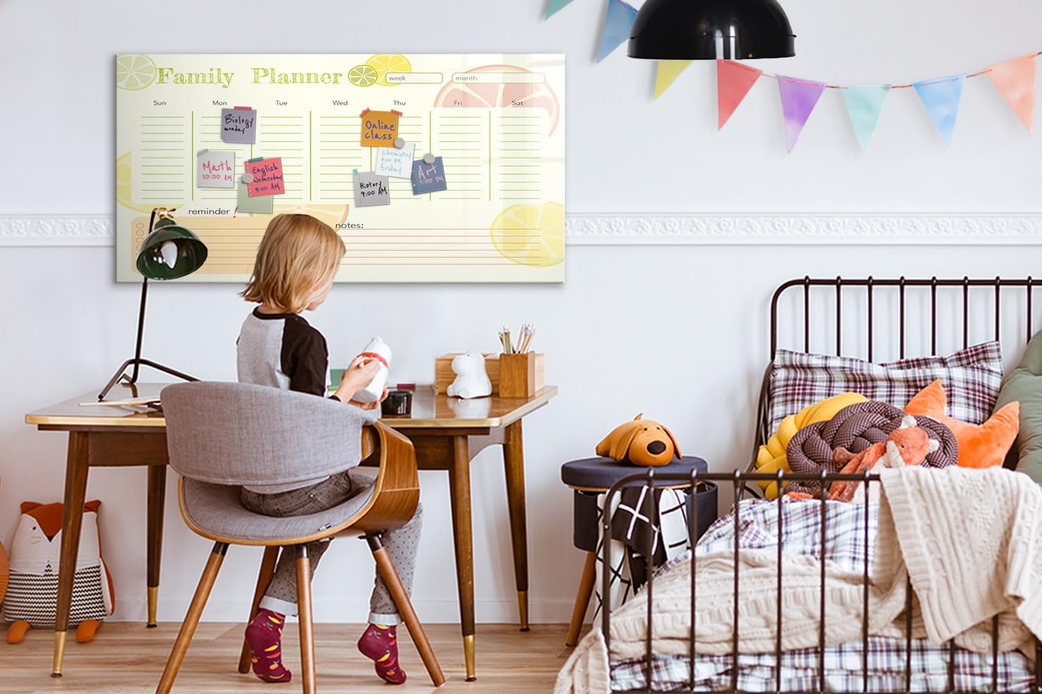 Beschreibbare Glas-Magnettafel 120x60 cm Familienplaner Schwarzer Stift | Neodym Magnete 5 | Schwamm | Zubehör-Set | Starke | Haftkraft | Taftel-Set | Zubehör | Marker-Set | Notiztafel