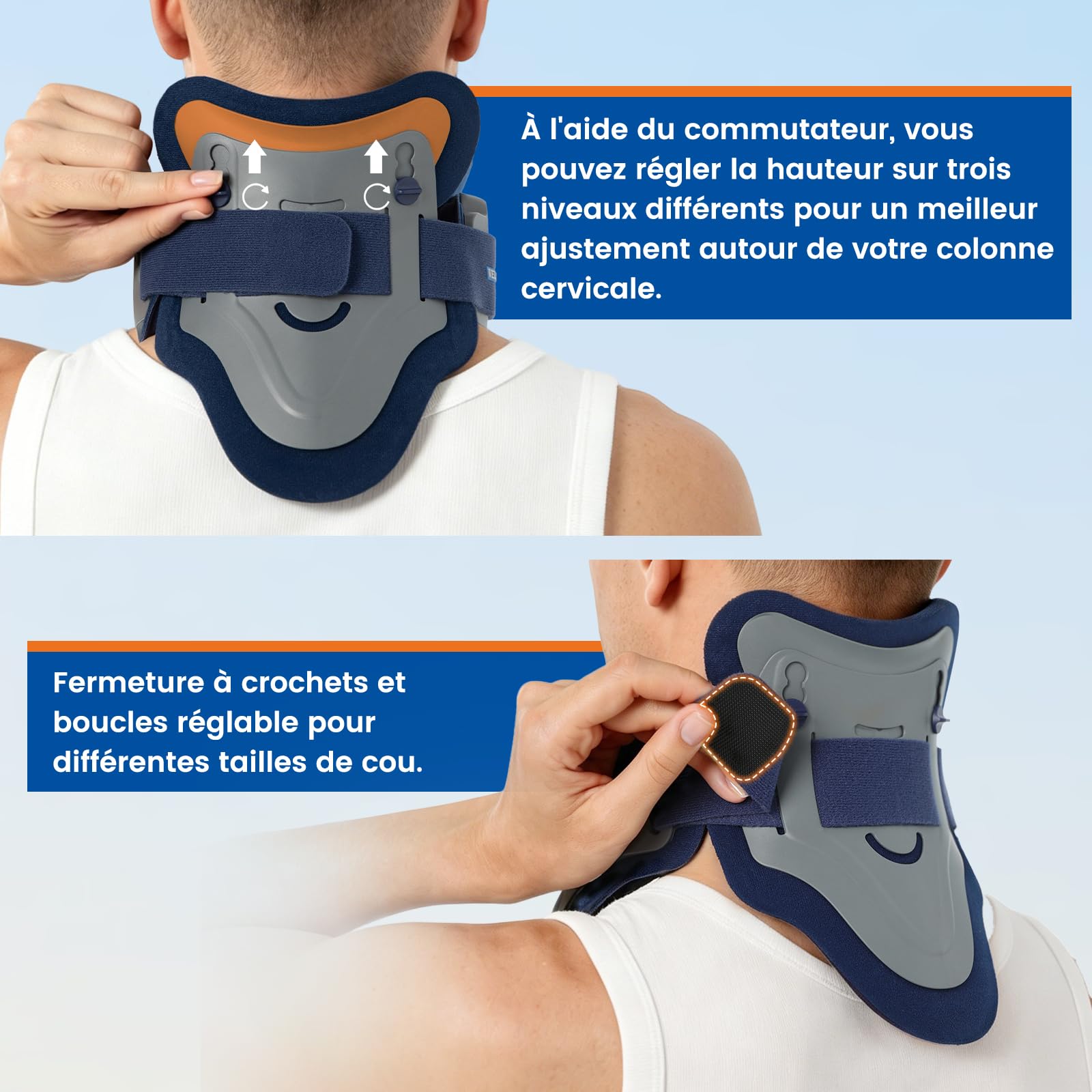 Supporto per il collo ortopedico, regolabile, con morbida imbottitura in cotone, limita il movimento, allevia i dolori e la pressione della colonna vertebrale