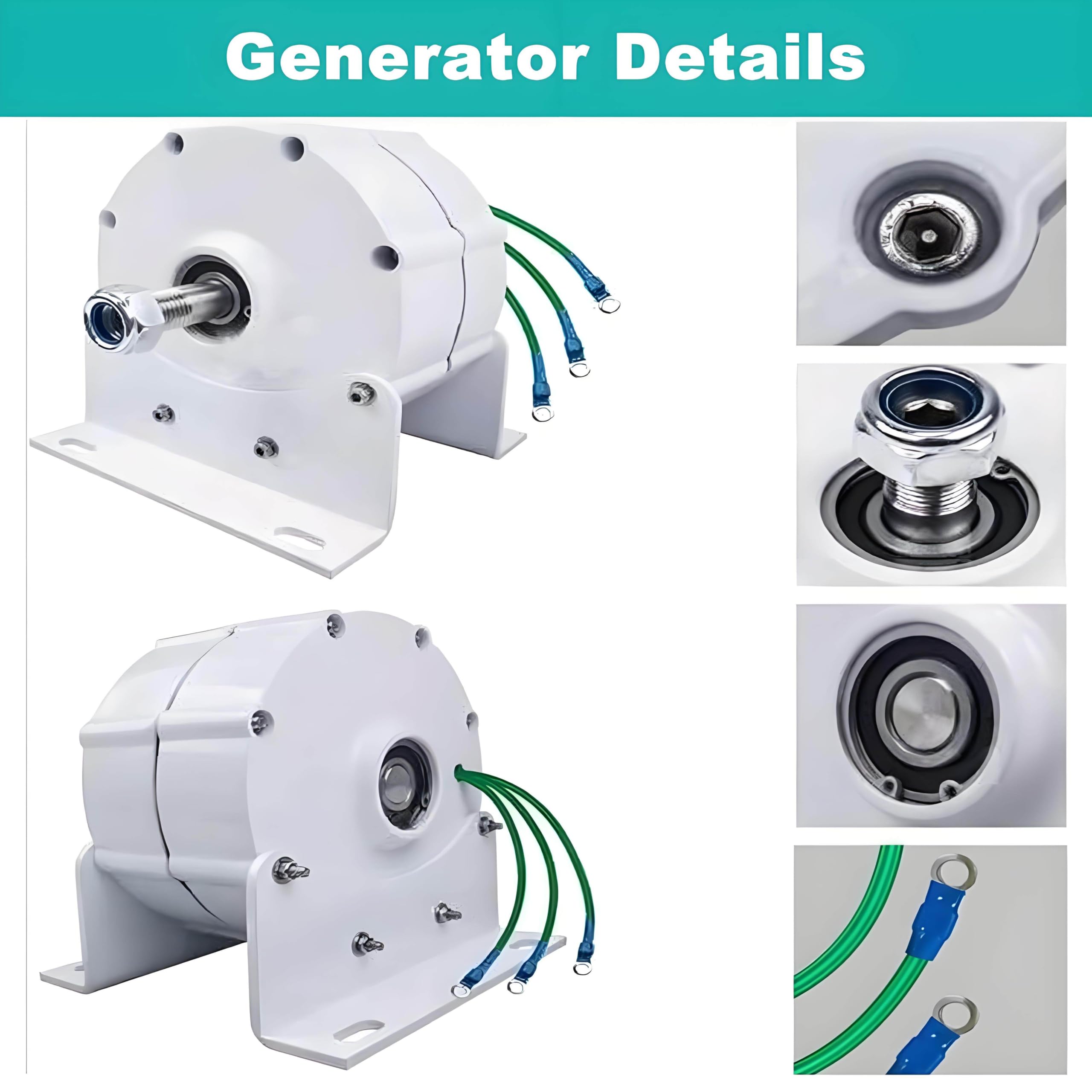 Generator prądu przemiennego z magnesami trwałymi o niskiej prędkości obrotowej 12000 W, 3-fazowy, bezprzekładniowy, z magnesami trwałymi, z turbiną wiatrową i prostownikiem 48V