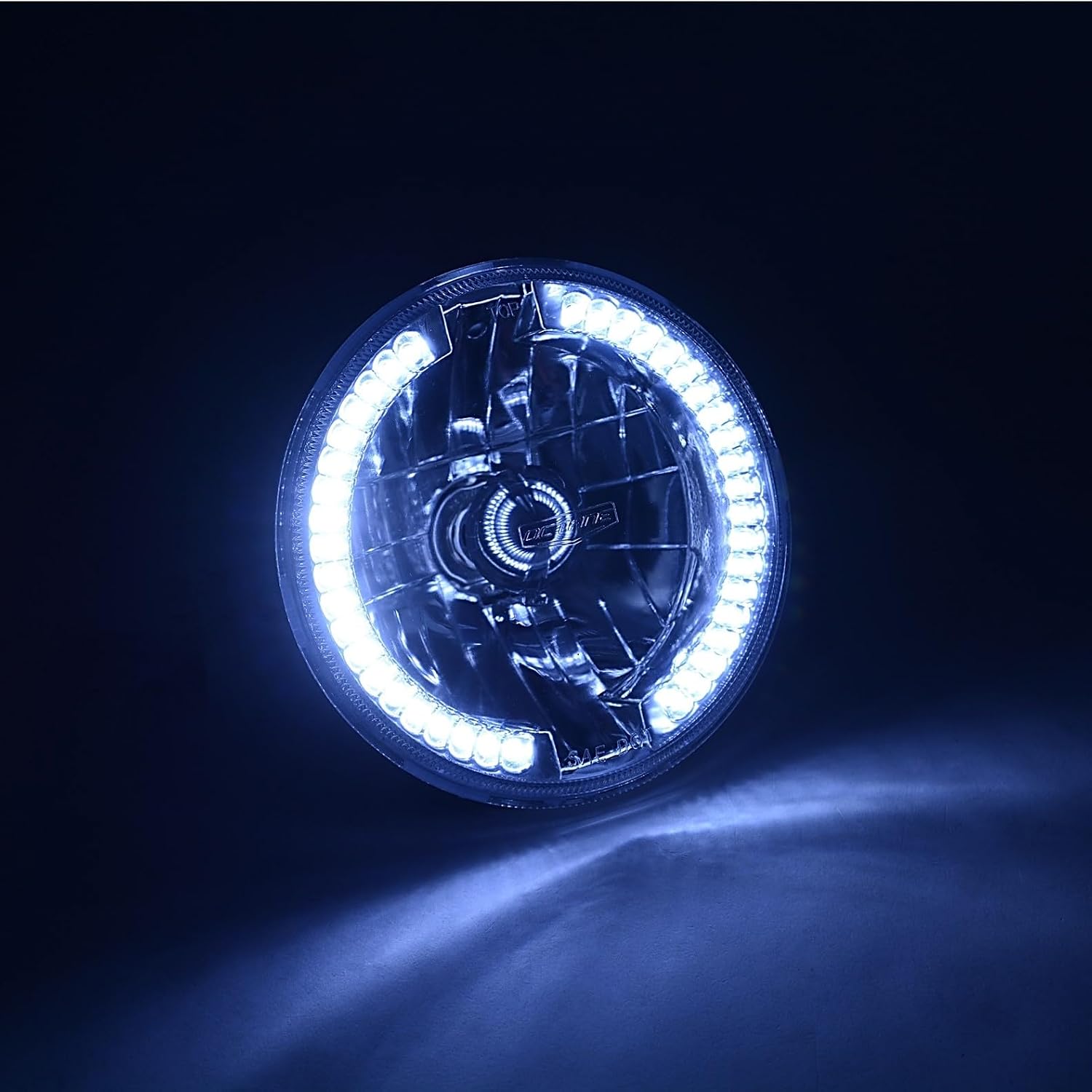Octane Lighting 7 Inch Halogen White LED Halo Angel Eyes Headlight Headlamp H4 Light Bulbs Pair
