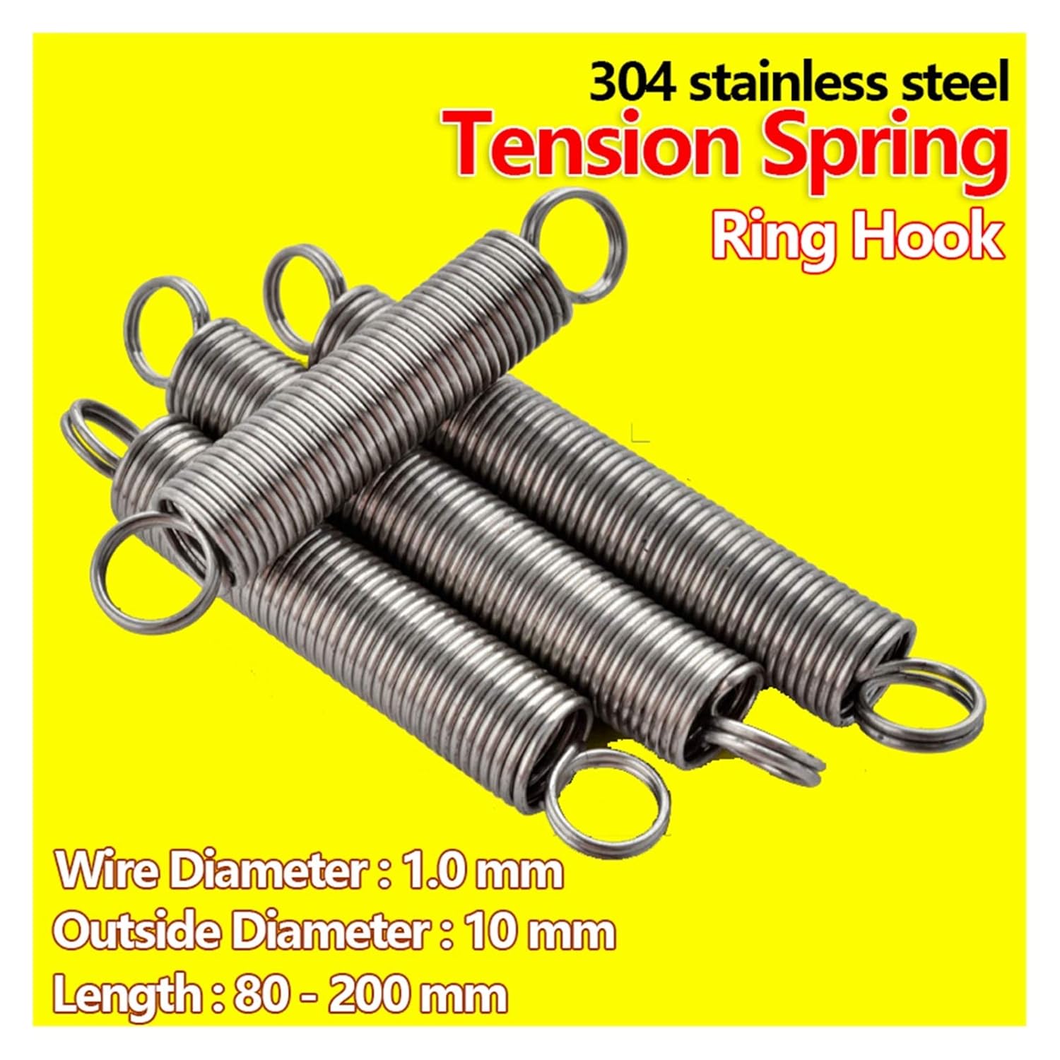 Generic Metal Tension Spreplacement Tension Sploop Hook Coil Lengthened Spwire Diameter 1.0Mm Outer Diameter 10Mm Tension Sppull Back Spring/120Mm (1Pcs)