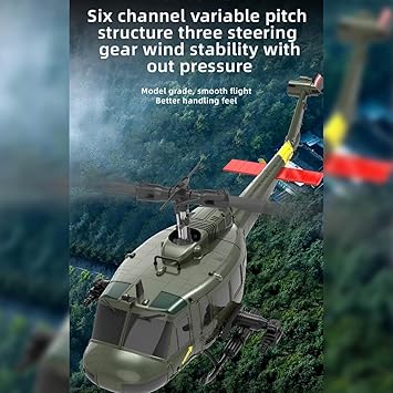 RC Helicopter for Adult, UH-1 Huey Remote Control Helicopter C032 1/48 Scale 2.4G 6CH RC Airplane Model, Indoor & Outdoor Games RC Flying Birthday Gifts - RTF