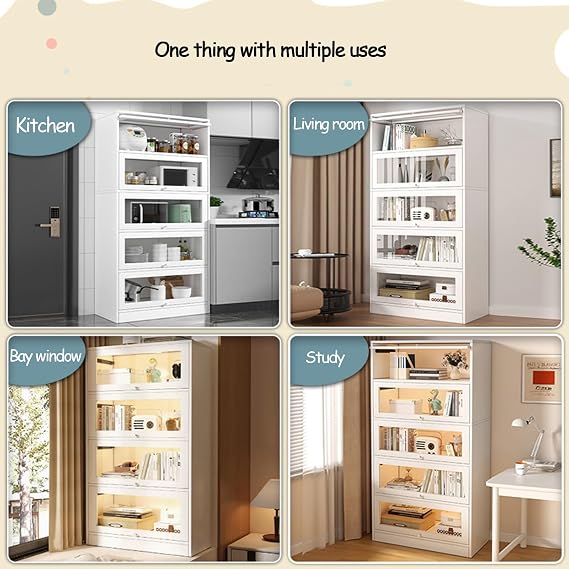 Display Cabinet, Transparent Acrylic Display Case, Flip-top Design Saves Space, Suitable for Study Rooms, Living Rooms, Etc (Color : Black, Size : 23.6x11.8x52.7in)