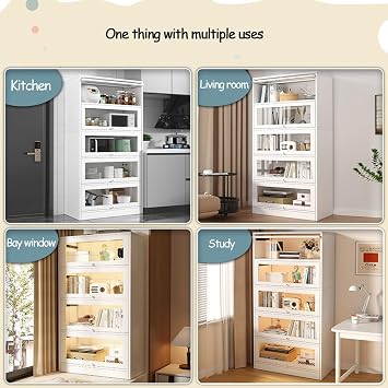 Display Cabinet, Transparent Acrylic Display Case, Flip-top Design Saves Space, Suitable for Study Rooms, Living Rooms, Etc (Color : Black, Size : 23.6x11.8x52.7in)