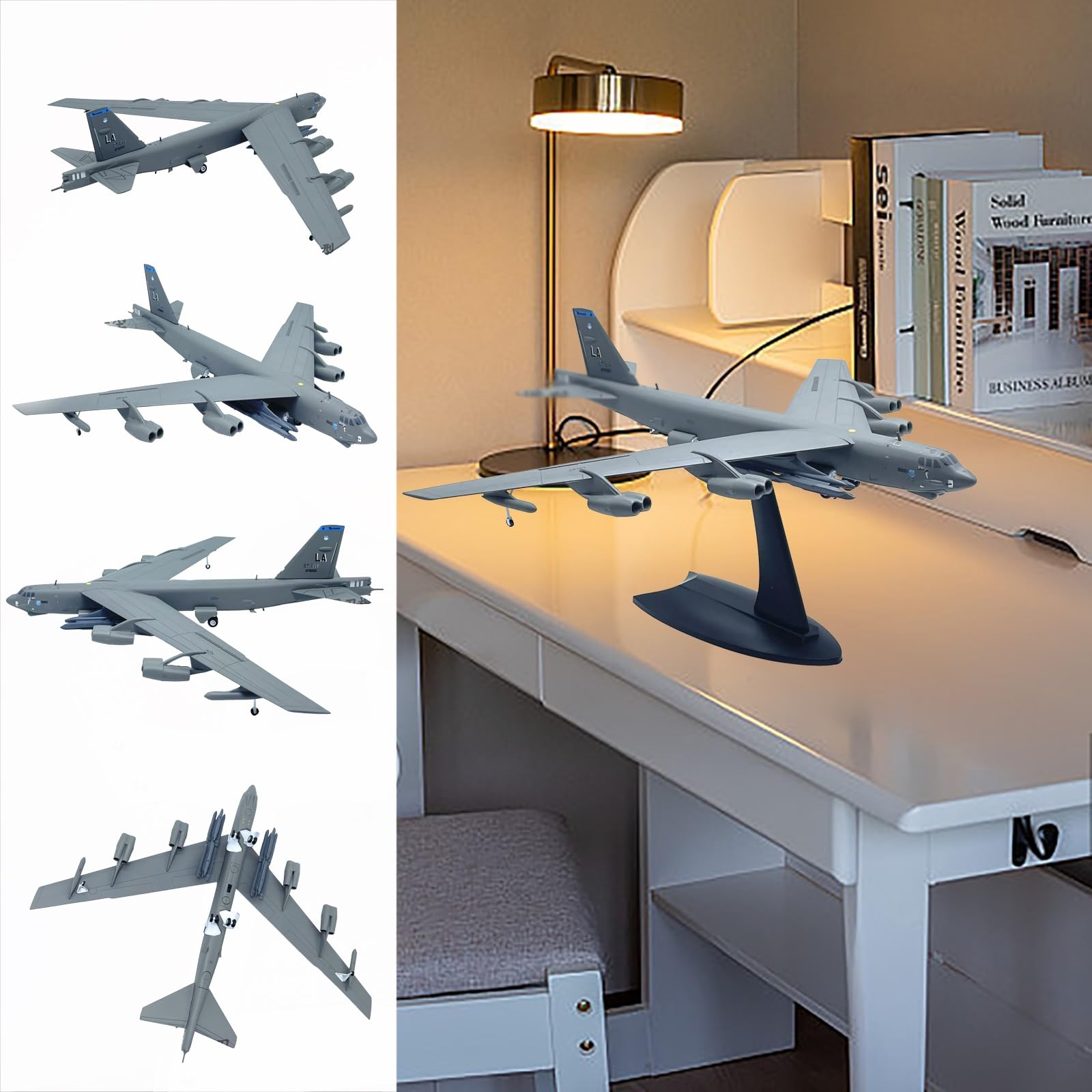 Modello bombardiere in metallo pressofuso 1/200 B-52H Aereo militare alta precisione con espositore, collezione, regalo perfetto for appassionati aviazione decorazioni for casa/ufficio