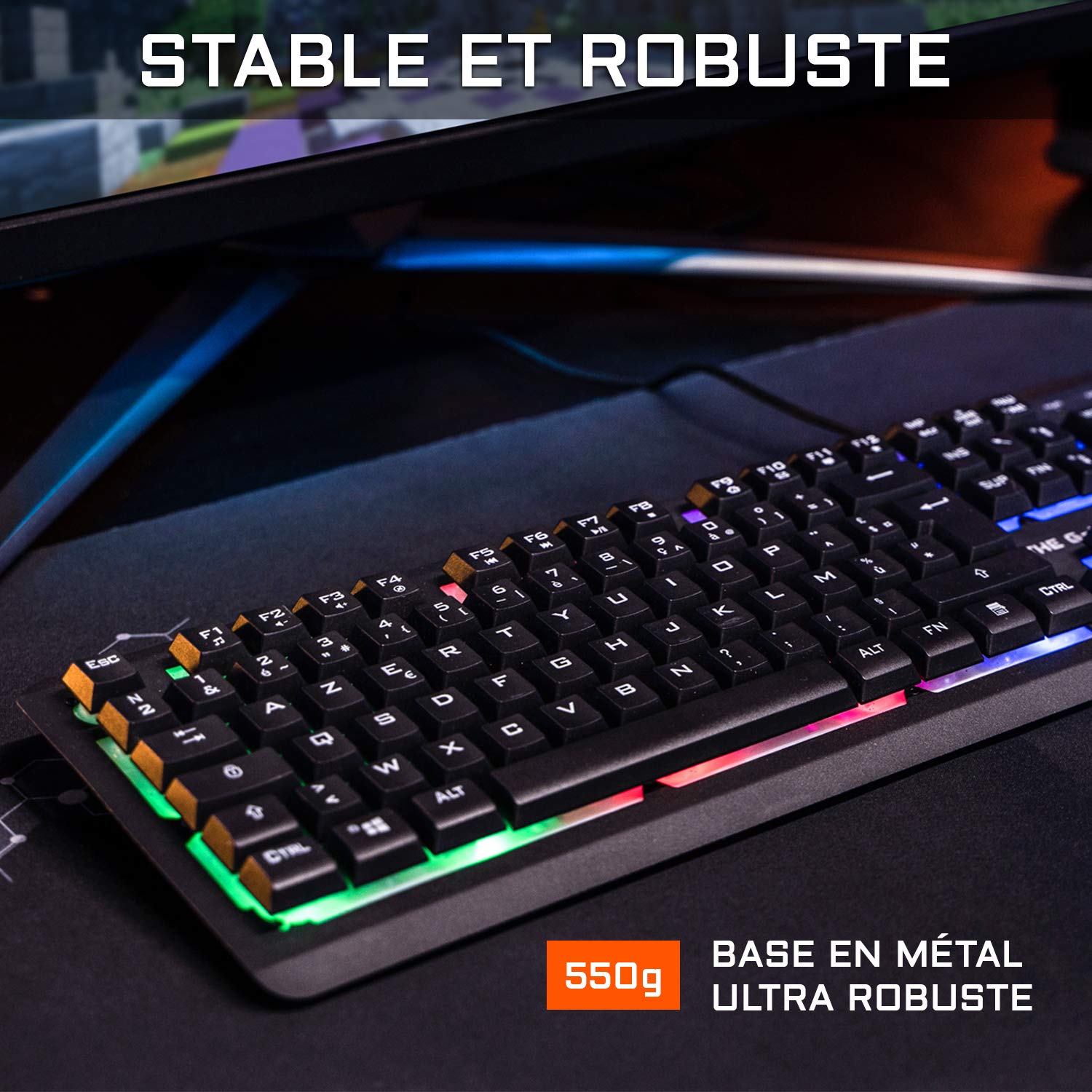 The G-Lab Combo IRIDIUM - Pack Clavier et Souris Gamer Rétroéclairé - Clavier Gaming QWERTY USB Anti-Ghosting + Souris Gaming LED 3200 DPI - Pack Gamer PC/PS4 PS5/Xbox One/Xbox Series X - NOUVEAU 2021