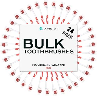 Avistar Bulk Toothbrushes Pack - 24 Individually Wrapped Toothbrushes Bulk for Travel, Hotels, AirBnB Guests, Relief Missions, and Donations - Bulk Disposable Toothbrush Pack Adults and Kids