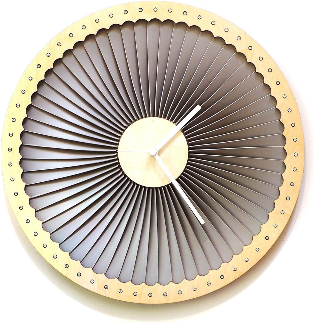 41cm (16") Wood + Plastic Wall Clock in Grey, Contemporary Wall Art - Turbine