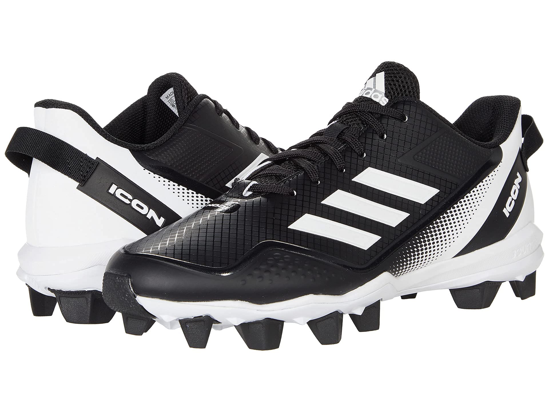 adidas Men's Icon 7 MD Baseball Shoe, Black/White/White, 12