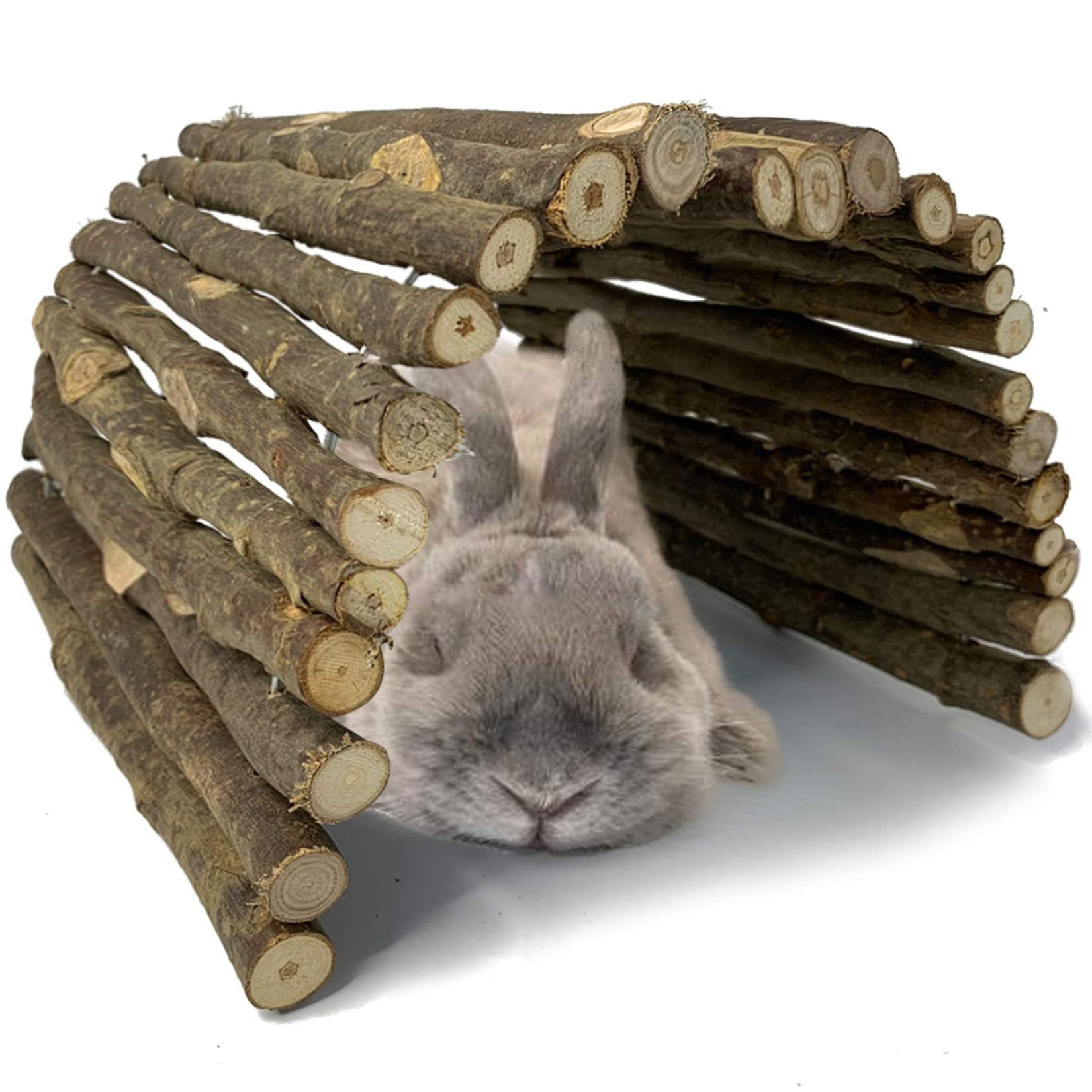 Hamiledyi Bunny Extra Large Ladder, 11.8 in X 20 in Wooden DIY Toy Rodents Chewing & Climbing Bridge Chinchillas Cage Tunnel/Hideout/Hut/Ramp/Divider