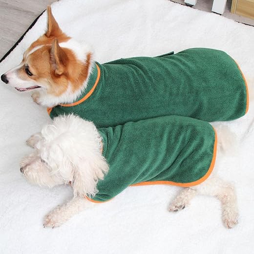 Enakshi (LABEL) Creations Pet Bathrobe Clothes Dog Towel Robe Soft Sleepwear Super Absorbent Blue LPet Supplies|Dog Suppli...