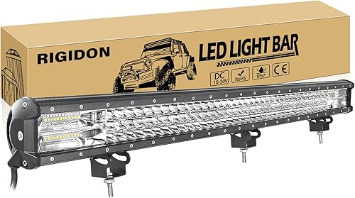 Miniatura 10 de RIGIDON Barra de luz de 28 pulgadas y 396 W, combo de punto de inundación de triple fila de 39600 lm, barra de luz LED impermeable para conducción,