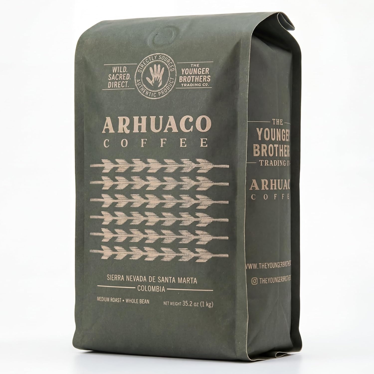 The Younger Brothers Trading Co. – Arhuaco Indigenous Wild-Grown Coffee, Medium Roast, Whole Bean, 35.2 oz (1 kg)