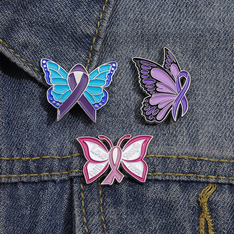 Image of Breast Cancer Awareness Pink Ribbon Rhinestone Brooch Pins, Faith Hope Love Fight Pray Lapel Pins, Pink Crystal Support Jewelry for Women