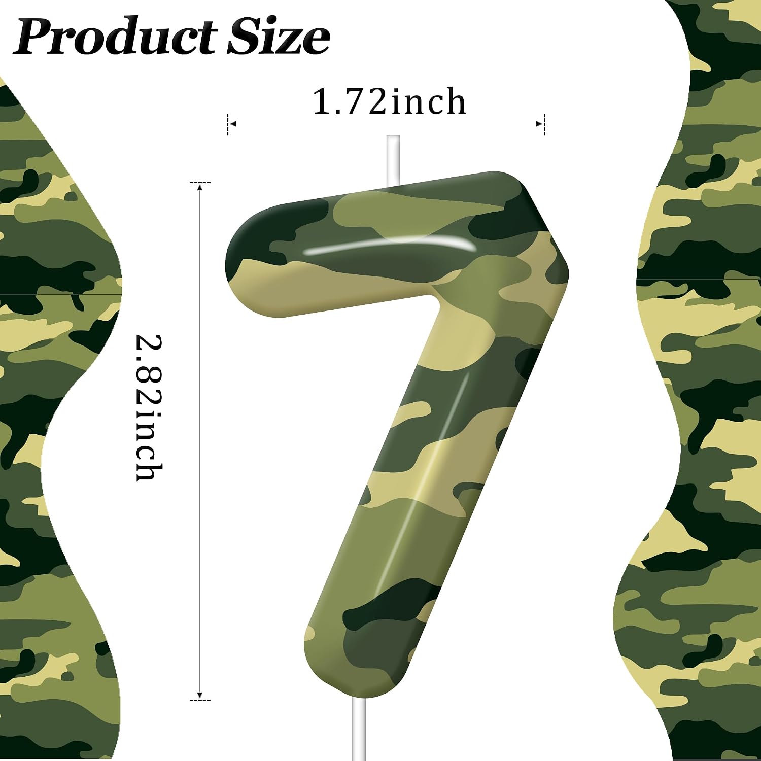 Camo Birthday Candles Number 7 Candle for Camo Hunting Cake Topper, Birthday Anniversary Party Decorations Cake Decor Army Theme Numbe Candles Birthday Camouflage Motif Supplies image 2