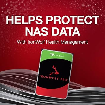 Seagate IronWolf, Pro 8TB, Enterprise Internal NAS HDD CMR 3.5 Inch, SATA 6GB/s, 7,200 RPM, 256 MB Cache for RAID NAS - Frustration Free Packaging (ST8000NTZ01)