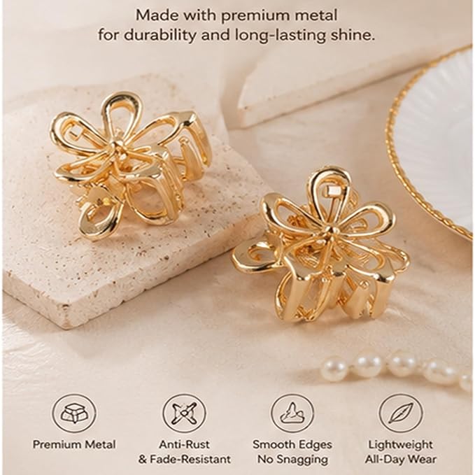 Pinza Dorada para Cabello con Diseño de Flor Pequeña miniatura 5