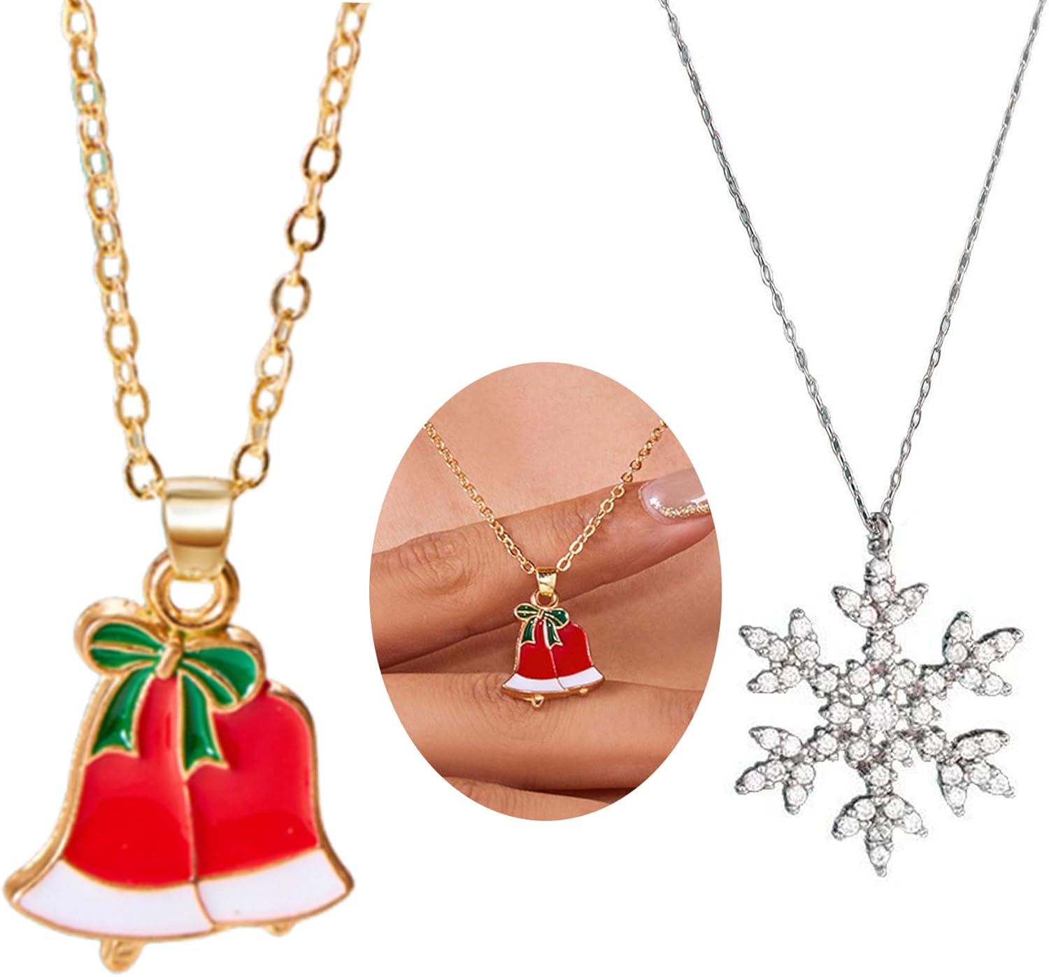 Longita Christmas Jewelry Set Earrings for Women Christmas Tree Necklace for Women Gift Dangle Tree Earrings Silver Gold Red Green Tree Necklace Chain Trendy Fashion Dainty 2025 Jewelry Accessories - Image 4