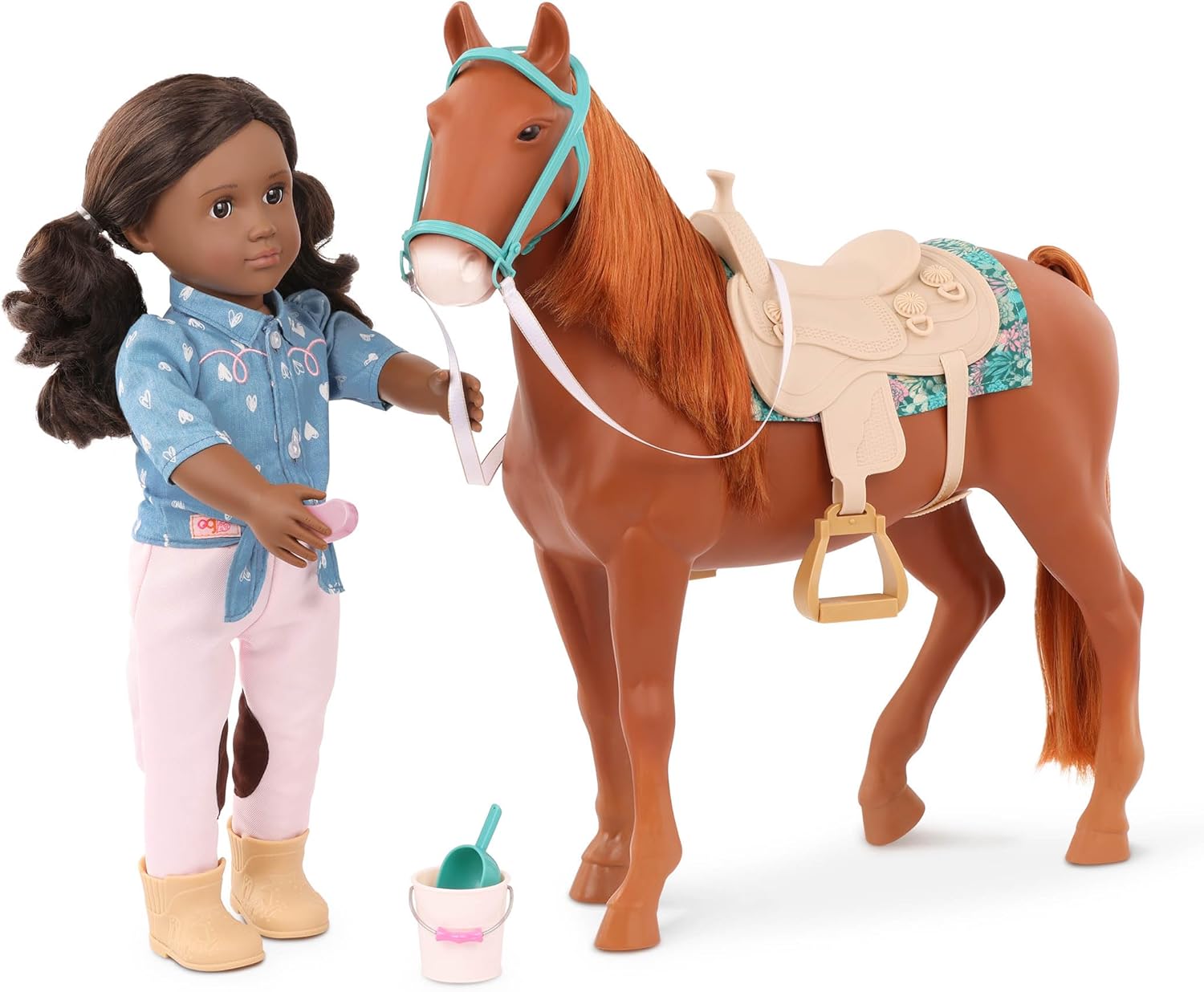 Our Generation - 20" Toy Horse - Saddle & Grooming Pieces - 18" Doll Accessories - Pretend Play - Toy for Kids Ages 3+ - American Saddlebread Horse