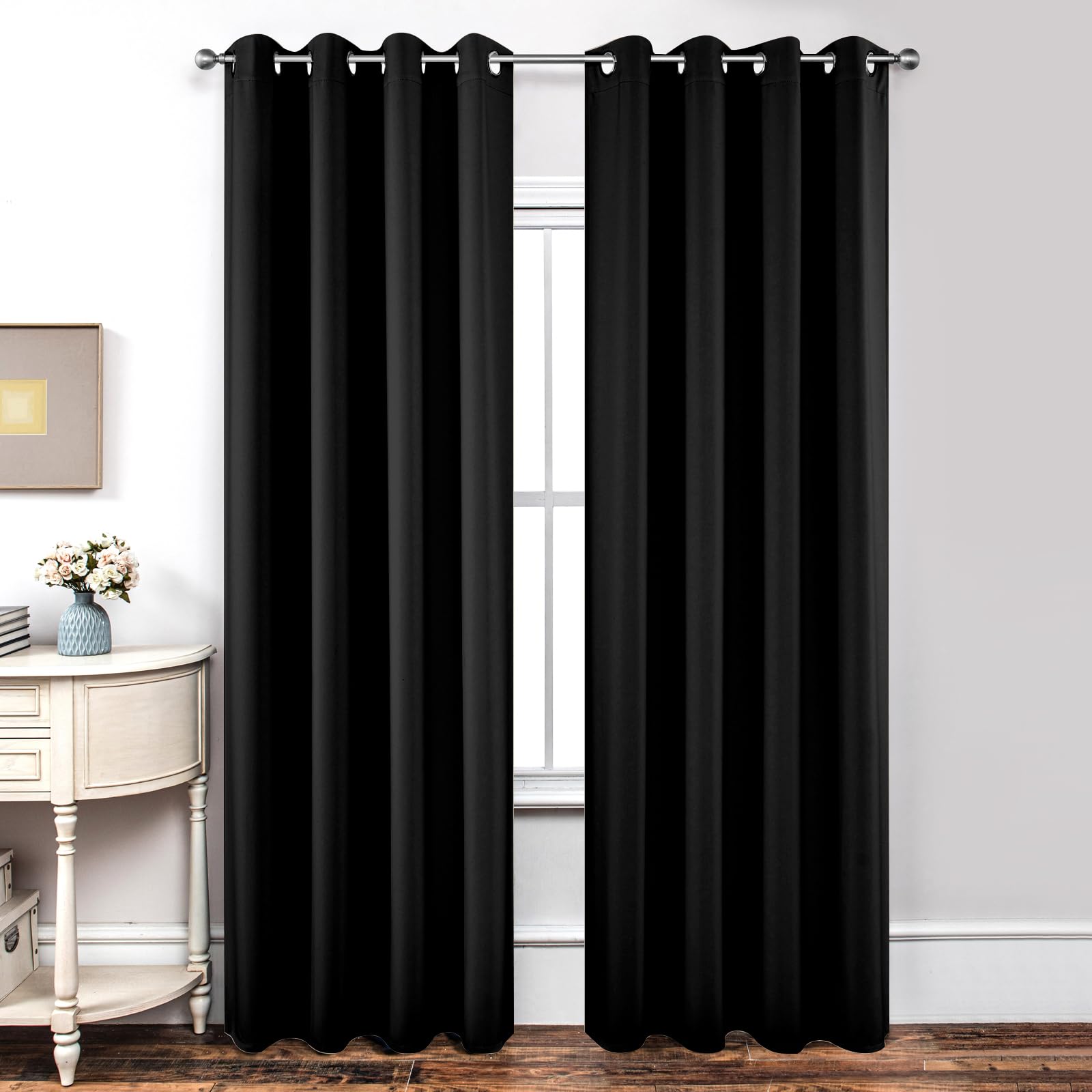 Joydeco Rideau Occultant 2 Pièces, Rideau Thermique Isolant Anti Chaleur Tenture Opaque à Oeillets Isolation Lumiere Anti UV Decoration Chambre Maison Salon Intérieurs