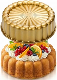 Goaste 9.5 Inch Charlotte Cake Pan, Reusable Fluted Mold, Nonstick Alumi...