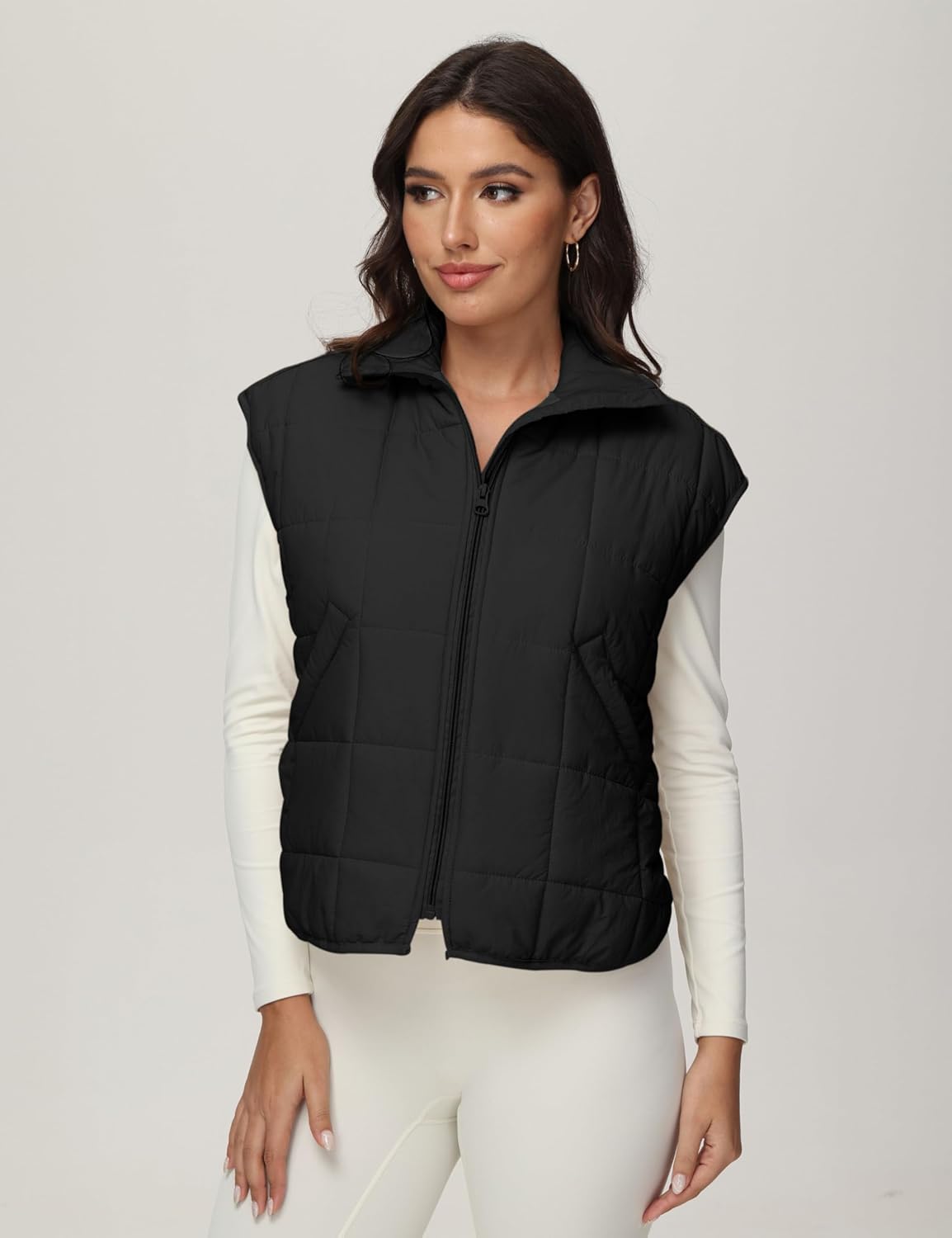 Xiaoxuemeng Puffer Vest Women Lightweight Zip Up Quilted Vest Padded Gilet Sleeveless Jacket with Pockets - Image 3
