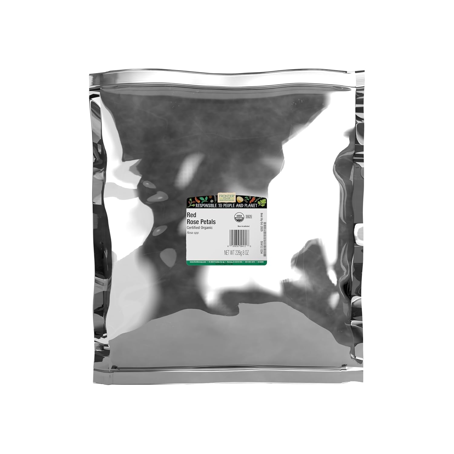 Frontier Co-op Organic Dried Red Rose Petals, 8 oz, Bulk Bag - For Culinary Use, Herbal Tea, and Crafts