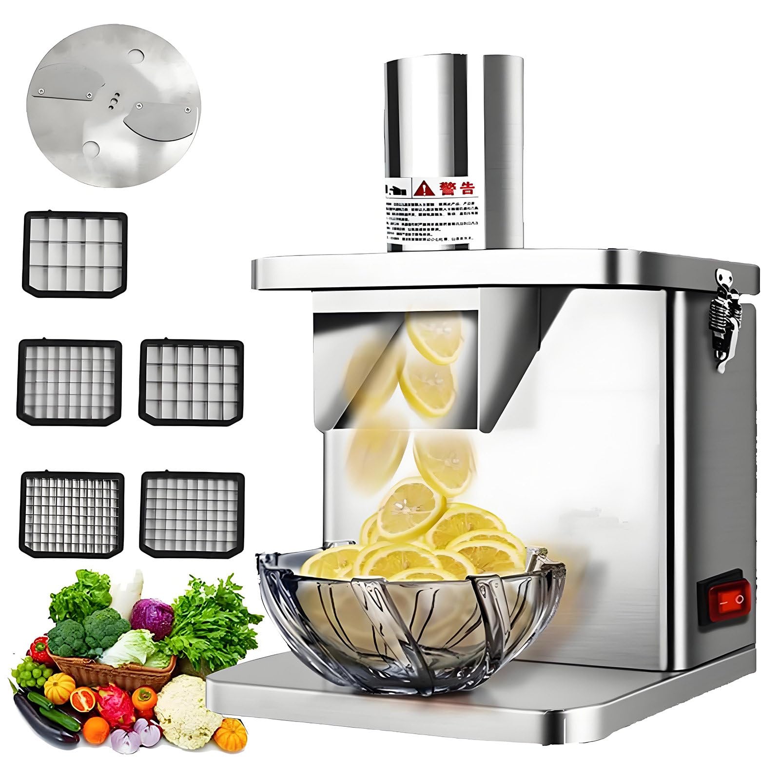 GUTYGIO Heavy Duty 304 Stainless Steel Commercial Vegetable Dicer Electric Fruit Dicing Machine Electric Carrot Potato Onion Granular Cube Cutting Shredder Food Processor