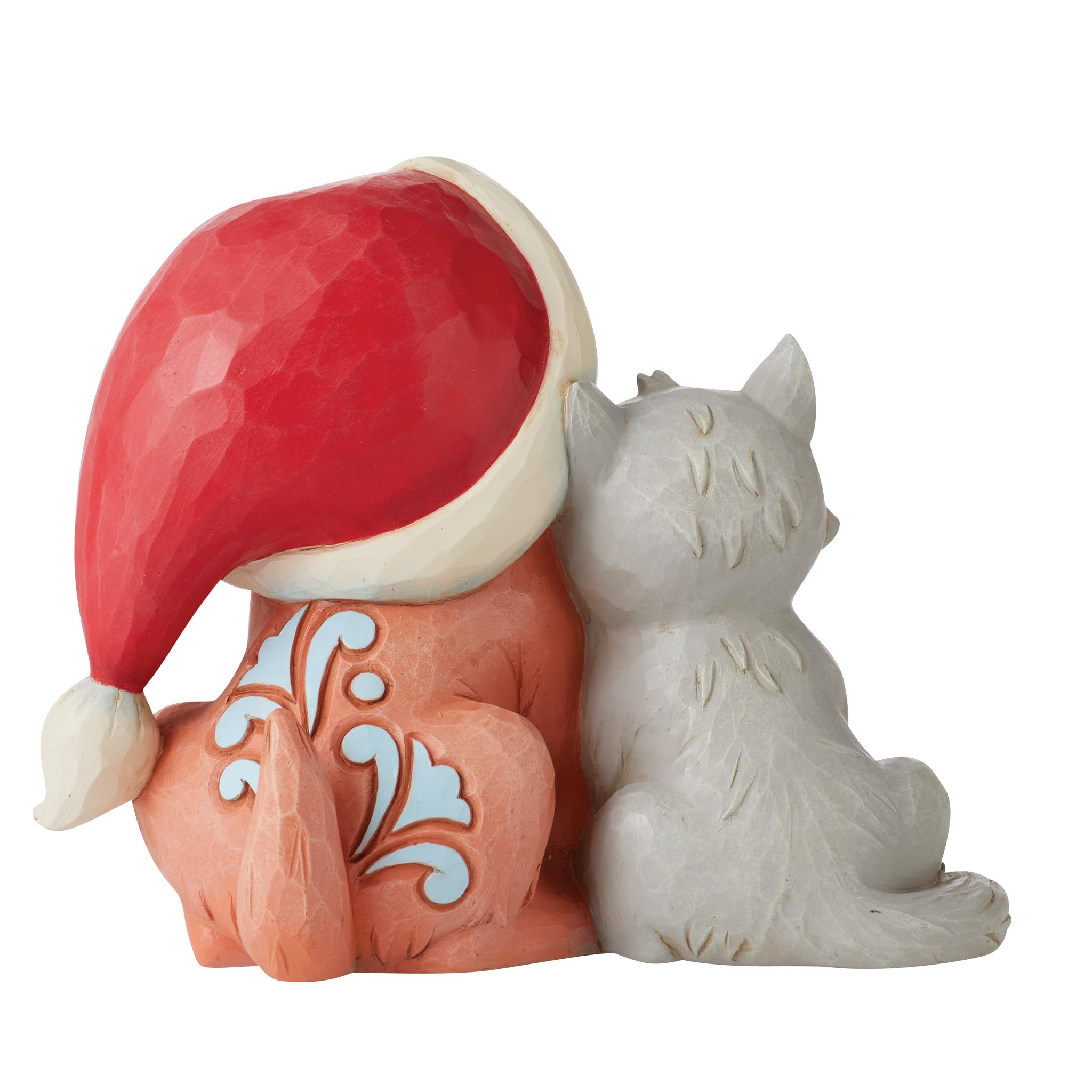 Enesco Jim Shore Heartwood Creek Figurine Chaton et Chiot avec Bonnet de Père Noël, 11 cm, Multicolore