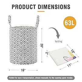 TECHMILLY Large Storage Basket for Girls and Boys, Collapsible Laundry Hamper with Long Handles, Toy Bins for Nursery, Kids Room Dcor