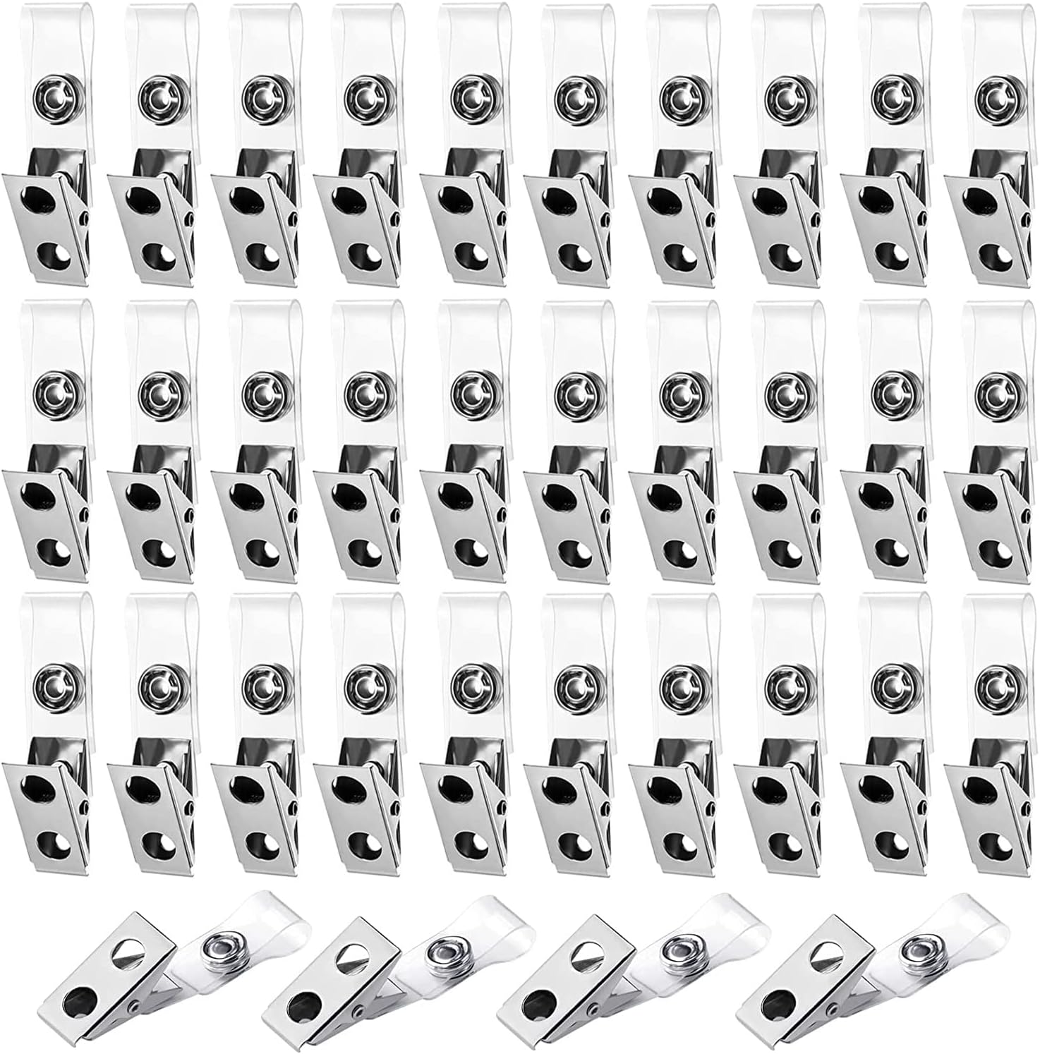 200PCS Metal Badge Clips ID Badge Clips Double Hole Badge Clips with ...