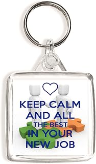 Keep Calm and All the Best in Your New Job - Square Keyring